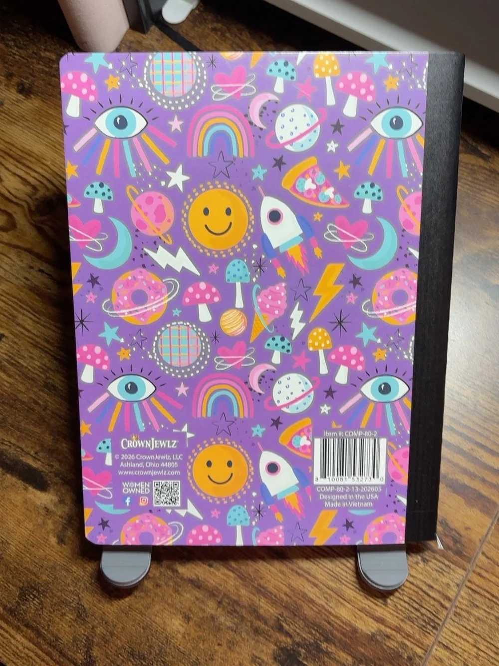 Cosmic Y2K Purple Composition Notebook Celestial Psychedelic